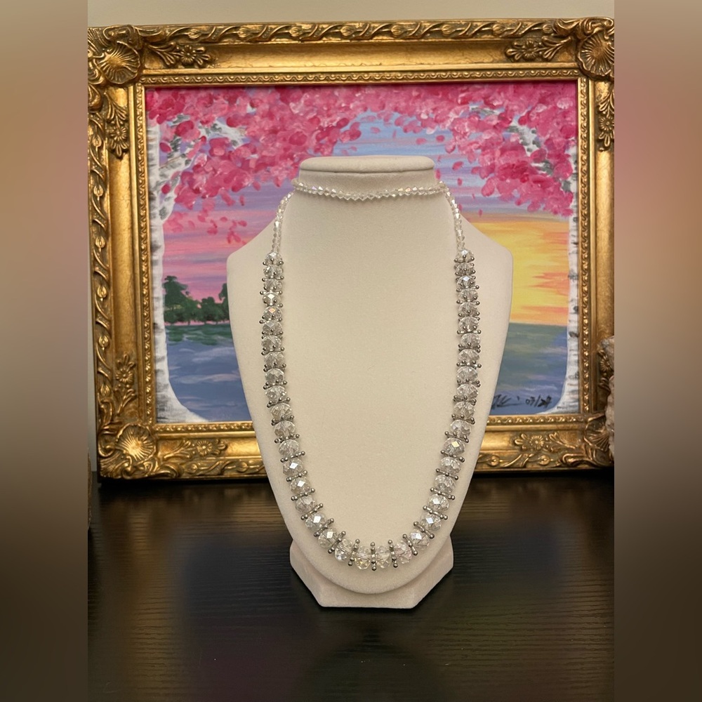 Vintage AB Crystal Beaded Art Deco Style Necklace